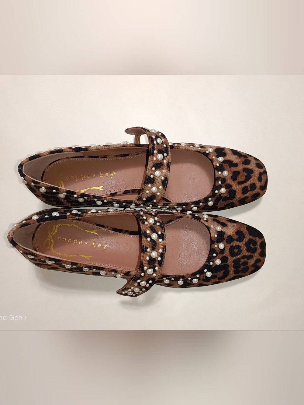 Copper Key Leopard-Print Pearl Mary Jane Block Heel Flats - Brown Size 7.5 - Picture 5 of 13